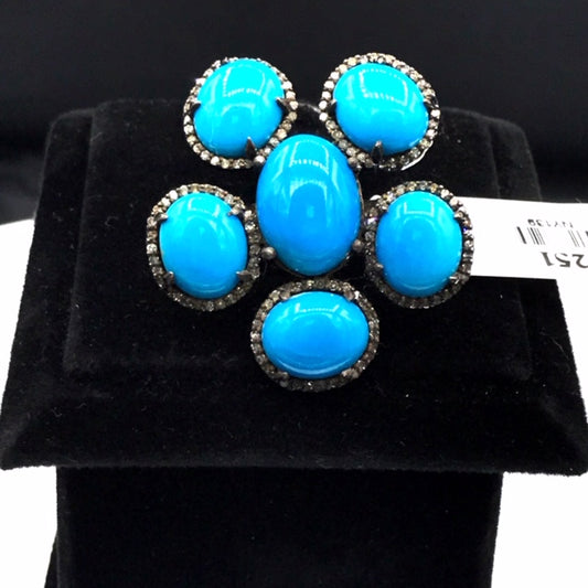 Turquoise and Diamond Designer Ring