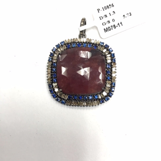 Natural Ruby and Diamond Pendant