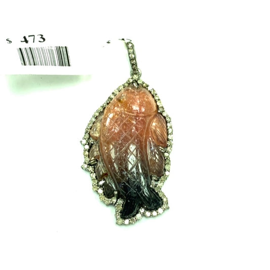 Tourmaline Carving Diamond Pendant