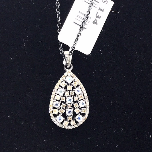 Drop Shape Gemstone and Diamond Pendant