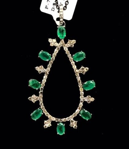 Pear Shape Diamond Pendant With Gemstones