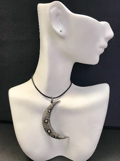 Moon with Opal Diamond Charm
