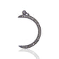 Moon Diamond Charm .925 Oxidized Sterling Silver Diamond Charms, Genuine handmade pave diamond Charm Size Approx 0.88"(12 x 22 MM)