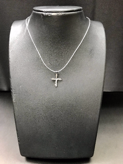 Pave Diamond Pendant, Pavé Cross Pendant, Diamond Cross Pendant, Pave Cross Charm, Approx 0.80(''20 x 14mm) Oxidized Silver