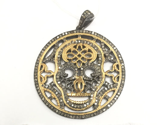 Pave Diamond Pendant, Pave Titlell Pendant, Titlell Charm, 1.6''(40mm), Oxidized Silver