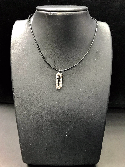 Pave Cross Diamond Charm .925 Oxidized Sterling Silver Diamond Charms, Genuine handmade pave diamond Charm Size 12 x 30 MM