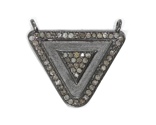 Triangle Silver Pave Diamond Pendant