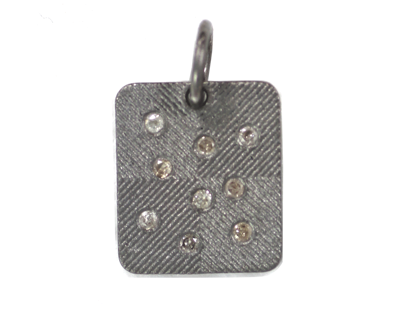 Rectangle Silver Pave Diamond Pendant
