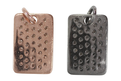 Rectangle Shape Silver Pave Diamond Pendant .925 Oxidized Sterling Silver