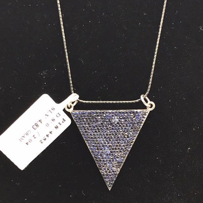 Triangle Shape Diamond Pendant, .925 Oxidized Sterling Silver Diamond Charms, Genuine handmade pave diamond Charm Size Approx 1.20"(30 x 30 MM)