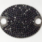 Oval Disc Black Spinel Charm, Pave Black Spinel ,Approx 1.16'' ( 23 x 29 mm) Oxidized Silver, Silver ,Black Spinel