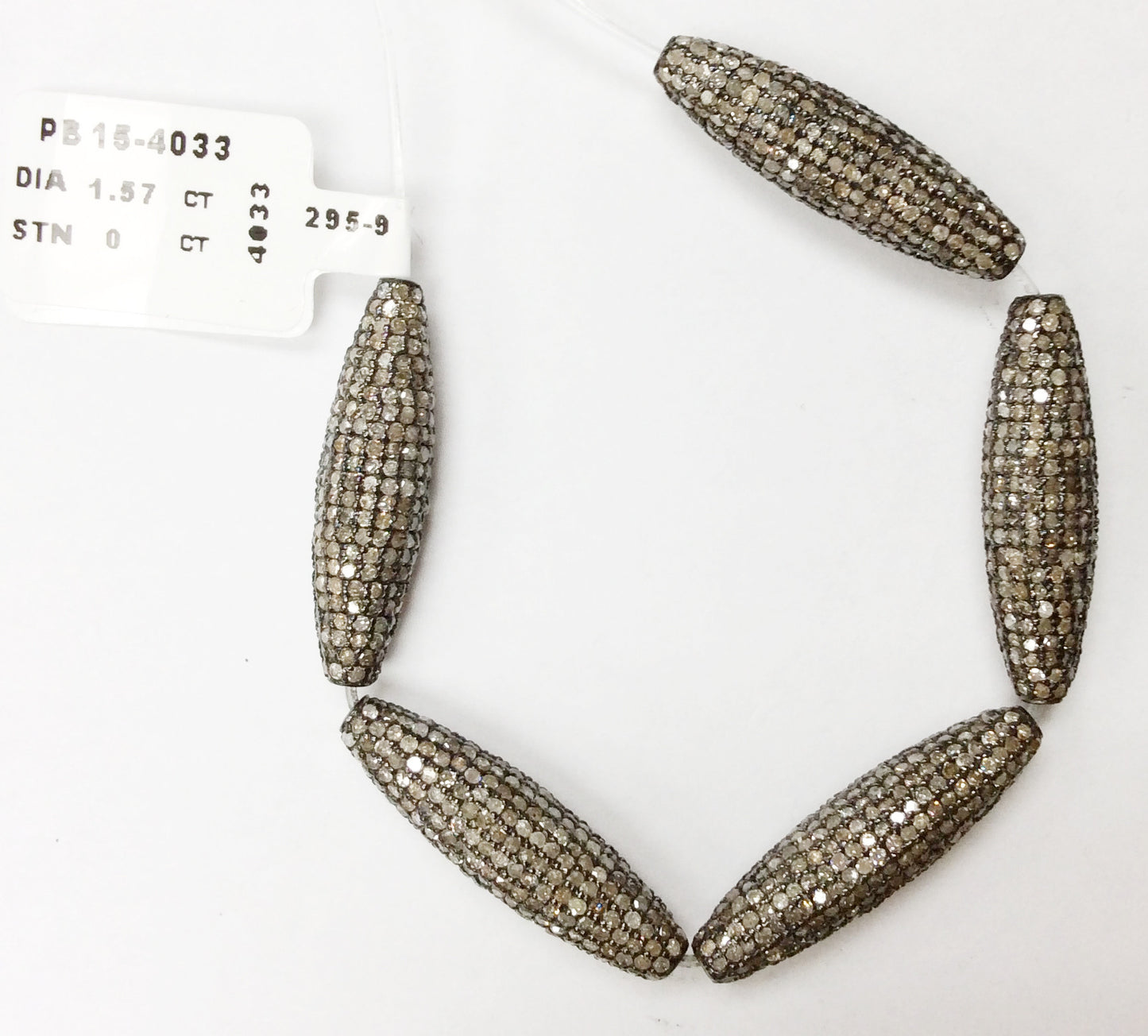 Long Barrel Shape Silver Pave Diamond Beads .925 Oxidized Sterling Silver Diamond Beads, Genuine handmade pave diamond Beads Size Approx 0.96"(6 x 24 MM)