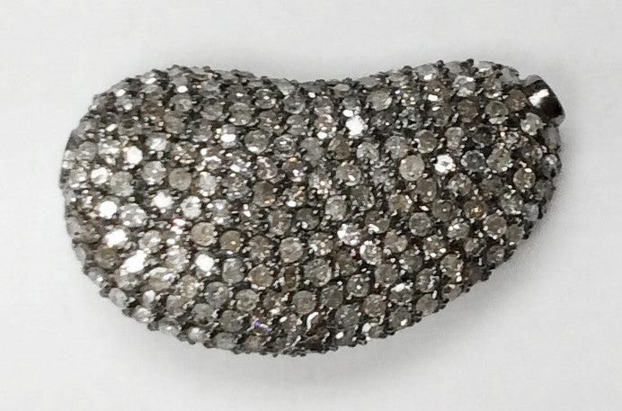 Nugget Shape Silver Pave Diamond Beads, Size Approx 0.92"(7 x 13 x 23 MM)