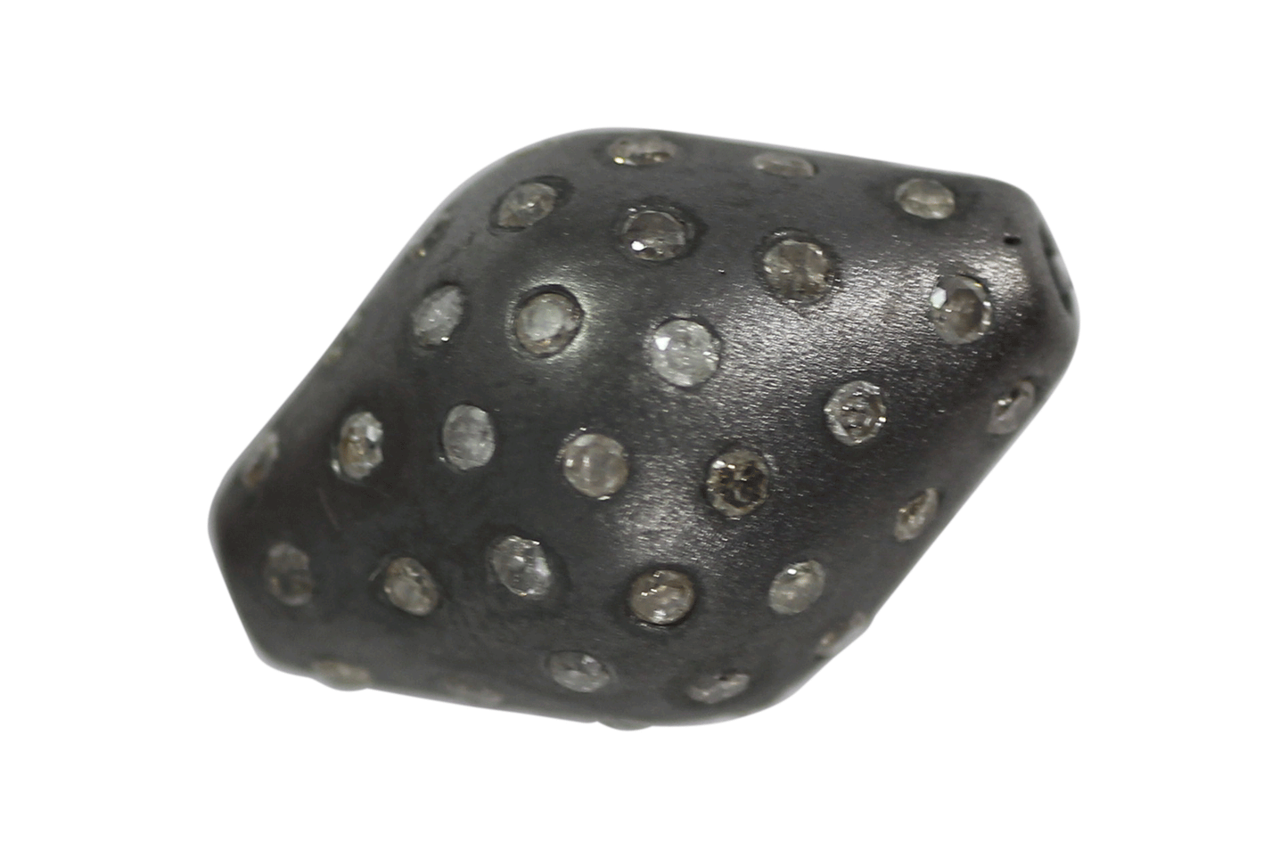 Silver Diamond Bead .925 Oxidized Sterling Silver Diamond Beads, Genuine handmade pave diamond Beads Size Approx 20x14 MM
