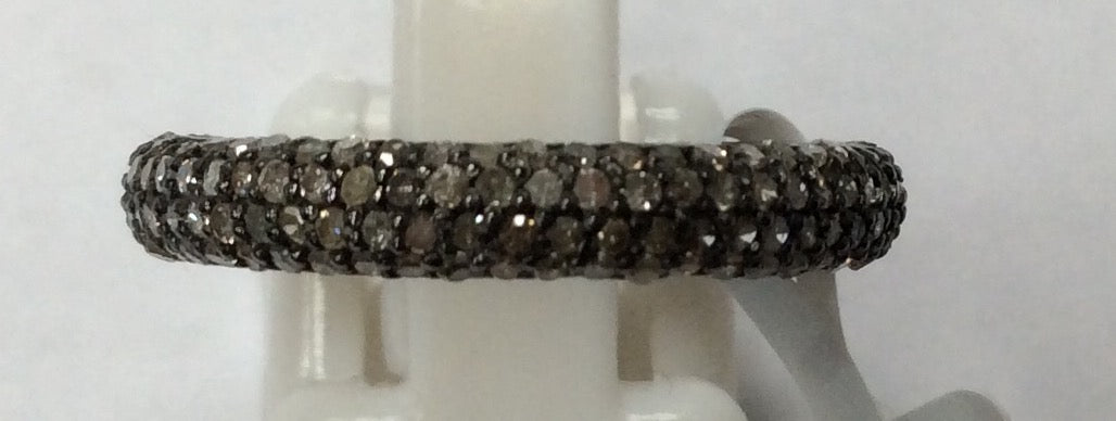 Pave Diamond Ring .925 Oxidized Sterling Silver Diamond Ring, Genuine handmade pave diamond Ring Size Approx 0.92"(4 x 23 MM)