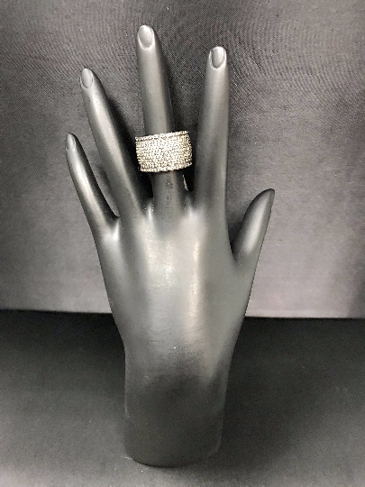 Pave Cigar Band Diamond Ring .925 Oxidized Sterling Silver Diamond Ring, Genuine handmade pave diamond Ring Size Approx 0.96"(13 x 24 MM)
