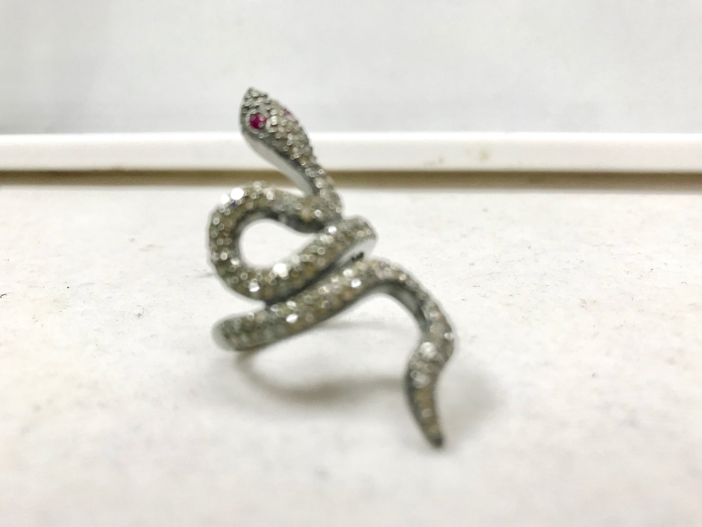 Snake Pave Diamond Ring .925 Oxidized Sterling Silver Diamond Ring, Genuine handmade pave diamond Ring Size Approx 1.52"(20 x 38 MM)