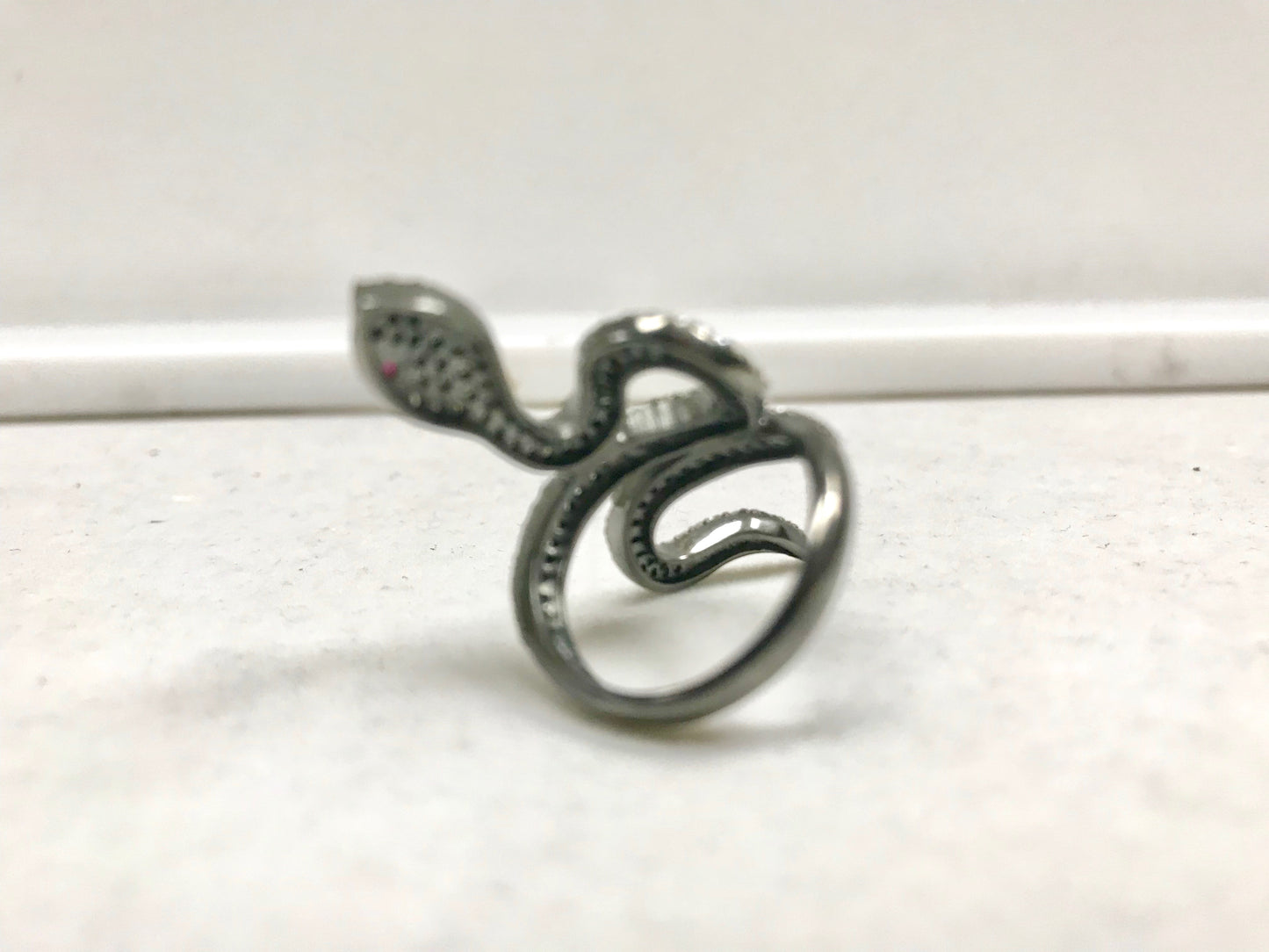 Snake Pave Diamond Ring .925 Oxidized Sterling Silver Diamond Ring, Genuine handmade pave diamond Ring Size Approx 1.52"(20 x 38 MM)