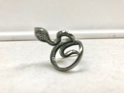 Snake Pave Diamond Ring .925 Oxidized Sterling Silver Diamond Ring, Genuine handmade pave diamond Ring Size Approx 1.52"(20 x 38 MM)
