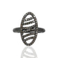 Pave Diamond Ring .925 Oxidized Sterling Silver Diamond Ring, Genuine handmade pave diamond Ring Size Approx 0.84"(11 x 21 MM)