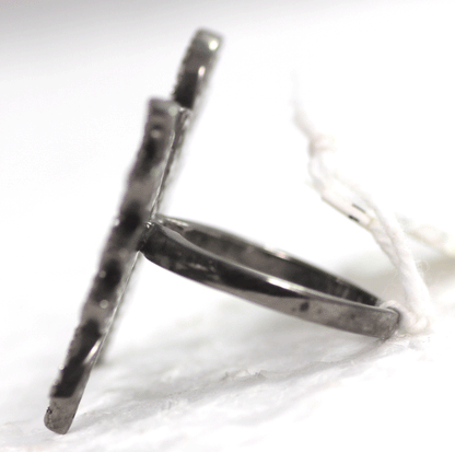 Butterfly shape Pave Diamond Ring .925 Oxidized Sterling Silver Diamond Ring, Genuine handmade pave diamond Ring Size Approx 1.60"(35 x 40 MM)