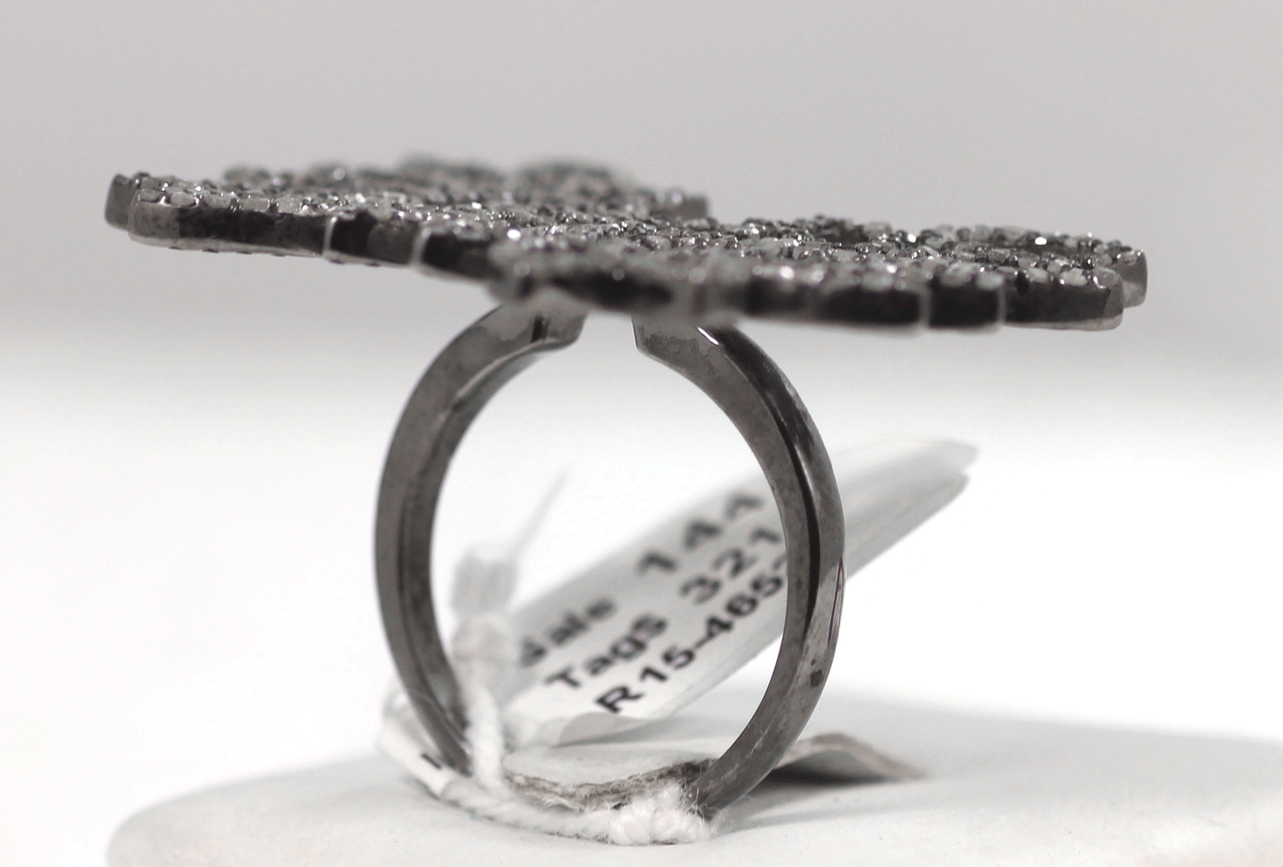 Butterfly shape Pave Diamond Ring .925 Oxidized Sterling Silver Diamond Ring, Genuine handmade pave diamond Ring Size Approx 1.60"(35 x 40 MM)
