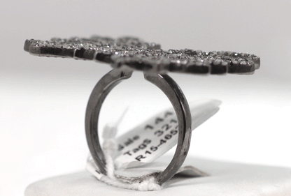 Butterfly shape Pave Diamond Ring .925 Oxidized Sterling Silver Diamond Ring, Genuine handmade pave diamond Ring Size Approx 1.60"(35 x 40 MM)