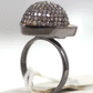 Ball Pave Diamond Ring .925 Oxidized Sterling Silver Diamond Ring, Genuine handmade pave diamond Ring Size Approx 0.80"(20 MM)