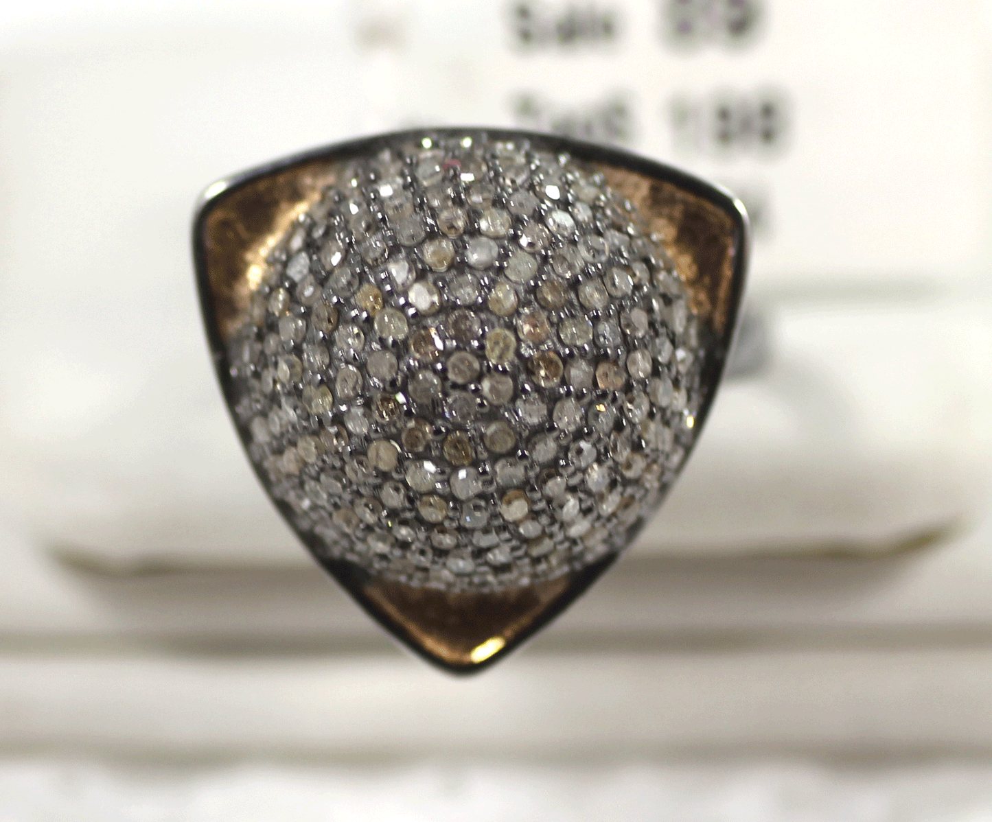 Ball Pave Diamond Ring .925 Oxidized Sterling Silver Diamond Ring, Genuine handmade pave diamond Ring Size Approx 0.80"(20 MM)