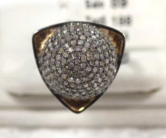 Ball Pave Diamond Ring .925 Oxidized Sterling Silver Diamond Ring, Genuine handmade pave diamond Ring Size Approx 0.80"(20 MM)