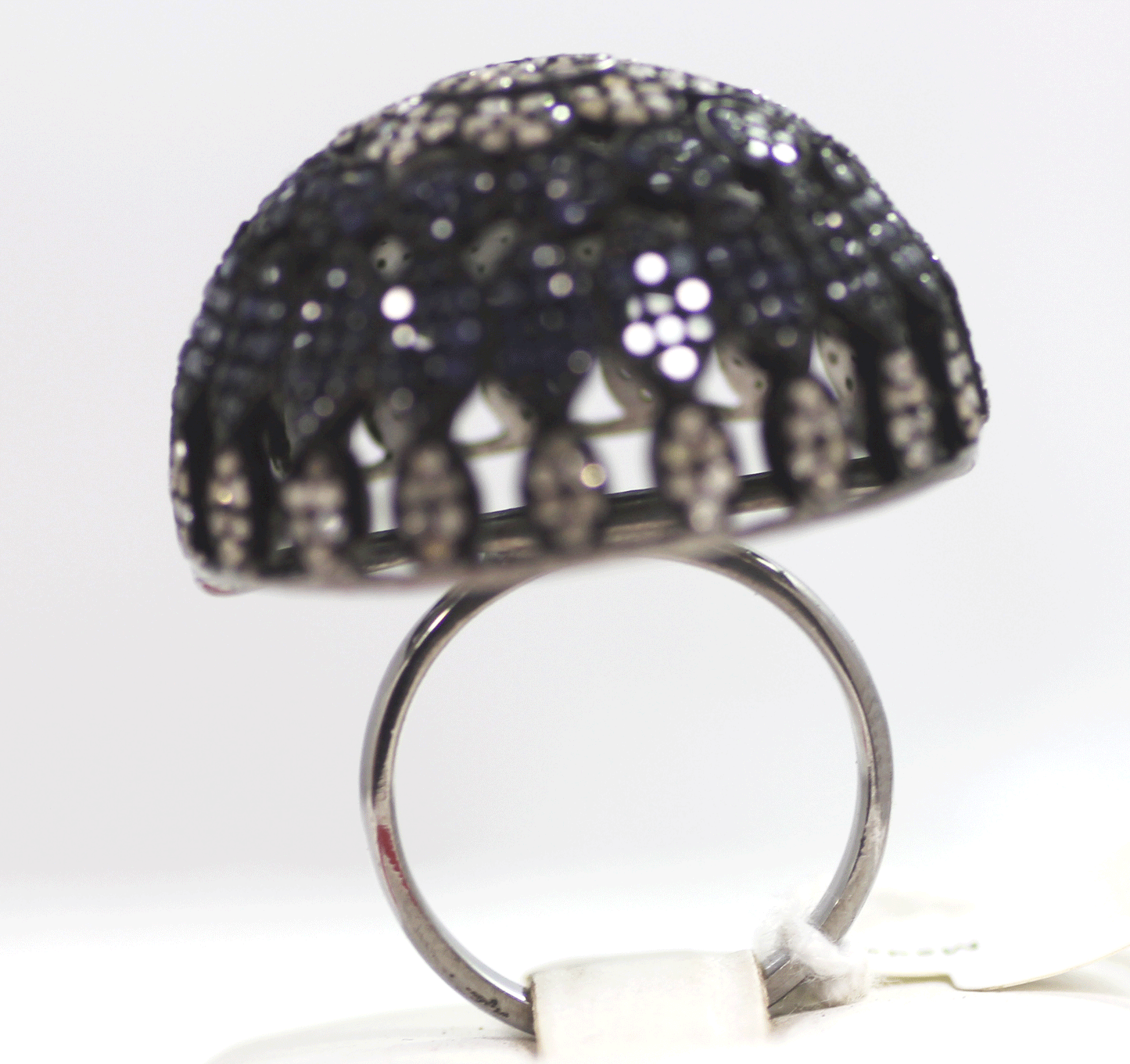 Round Pave Diamond Ring .925 Oxidized Sterling Silver Diamond Ring, Genuine handmade pave diamond Ring Size Approx 1.20"(30 MM)