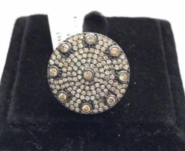 Round Coin Shape Designer Diamond Ring